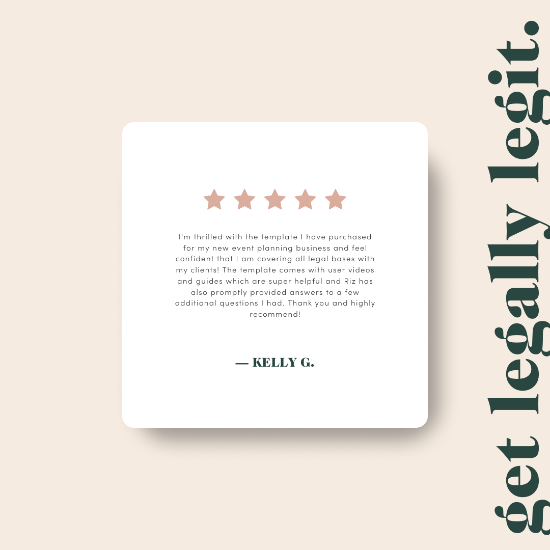 Services Agreement for Event Planners - feedback rating