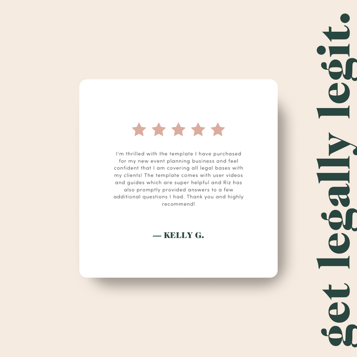 Services Agreement for Event Planners - feedback rating