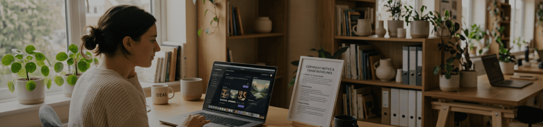 Who owns AI generated content Australia designer laptop desk