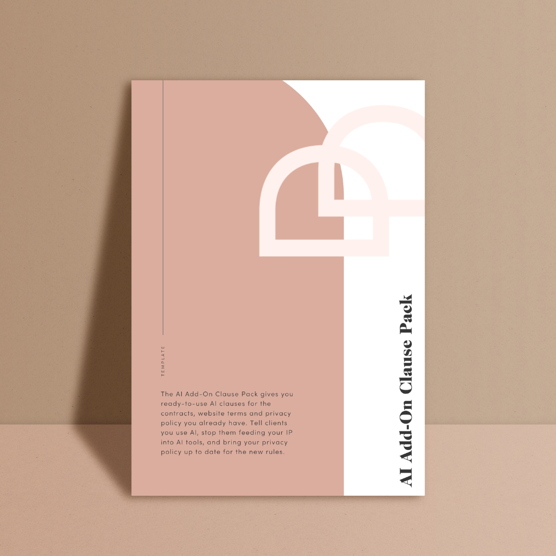 Product cover image in clay pink for AI Add on Clause Pack
