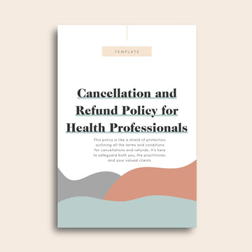 mock up cover for the Cancellation and Refund Policy for Health Professionals
