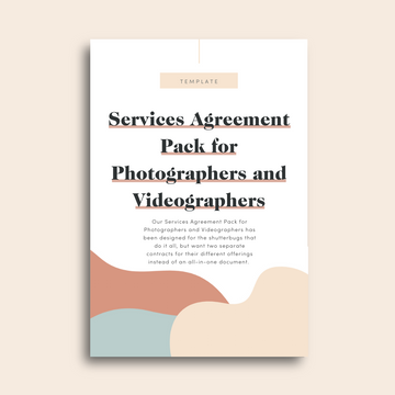 Mock up cover for Services Agreement Pack for Photographers and Videographers